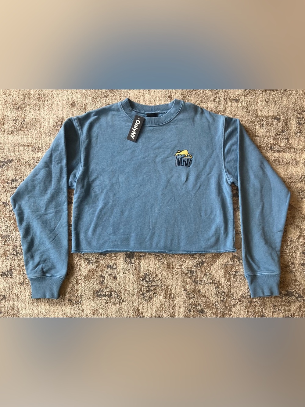 Only NY Dusty Blue Cropped Crewneck Sweatshirt - Medium NWT
